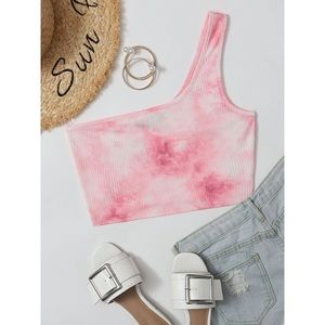SHEIN One Shoulder Tie Dye Crop Top